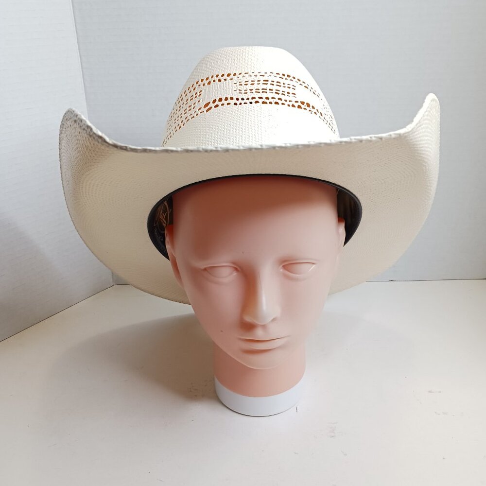 Justin Morgan 20 X Ivory White Straw Western Cowboy Straw Hat Size 59cm / 7 3/8